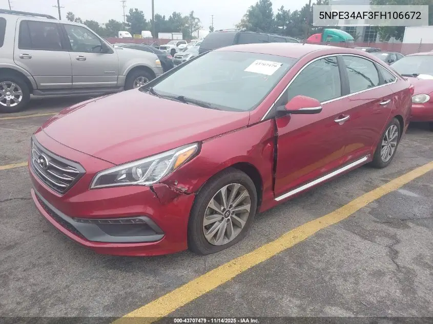 5NPE34AF3FH106672 2015 Hyundai Sonata Sport