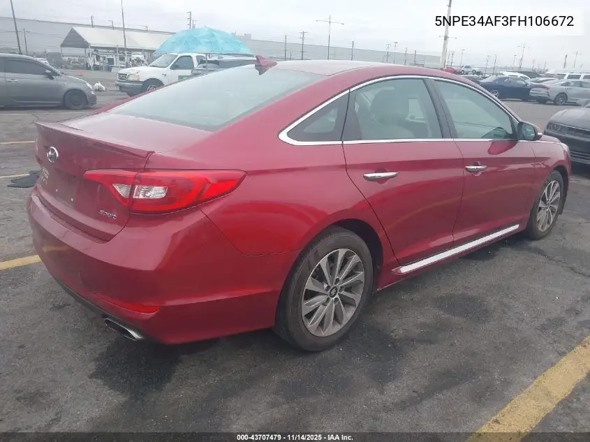 5NPE34AF3FH106672 2015 Hyundai Sonata Sport