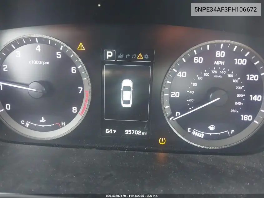 5NPE34AF3FH106672 2015 Hyundai Sonata Sport