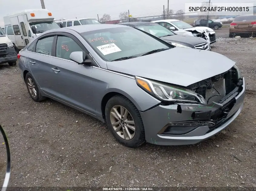 5NPE24AF2FH000815 2015 Hyundai Sonata Se