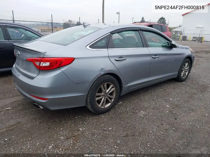 5NPE24AF2FH000815 2015 Hyundai Sonata Se