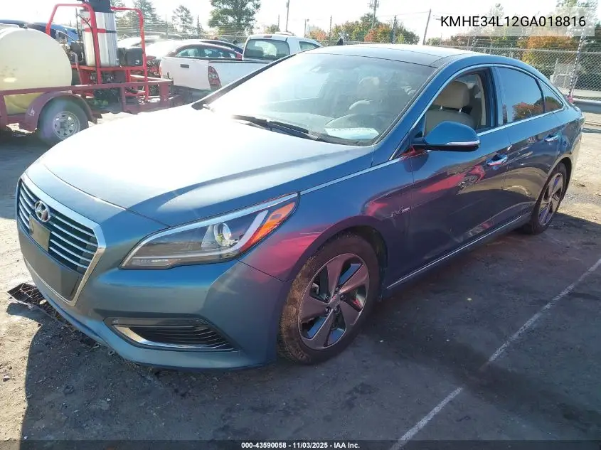 KMHE34L12GA018816 2016 Hyundai Sonata Hybrid Limited