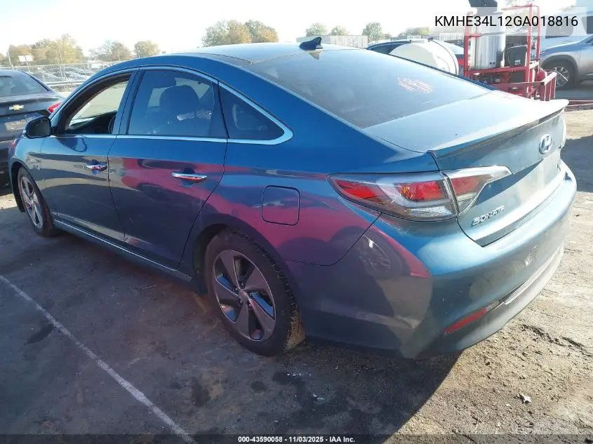 KMHE34L12GA018816 2016 Hyundai Sonata Hybrid Limited