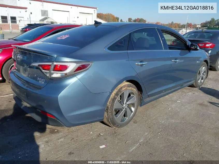 KMHE34L12GA018816 2016 Hyundai Sonata Hybrid Limited