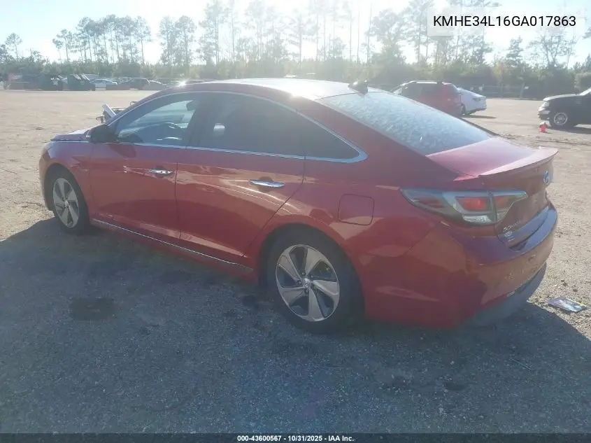 KMHE34L16GA017863 2016 Hyundai Sonata Hybrid Limited