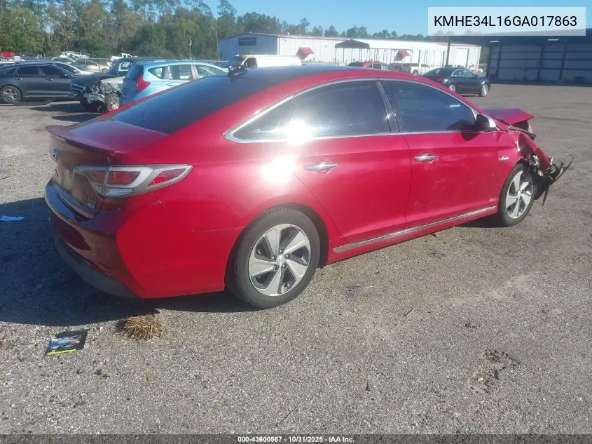 KMHE34L16GA017863 2016 Hyundai Sonata Hybrid Limited