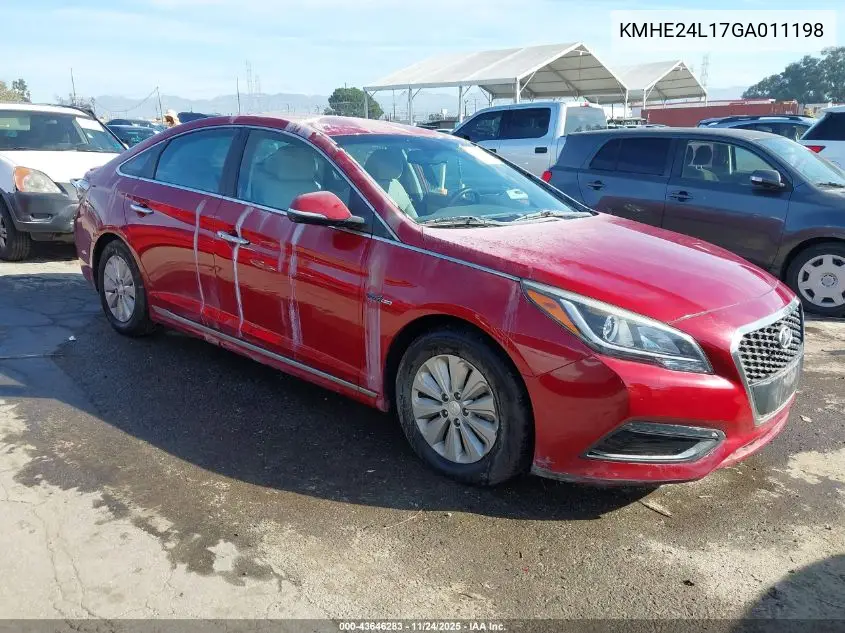 KMHE24L17GA011198 2016 Hyundai Sonata Hybrid Se