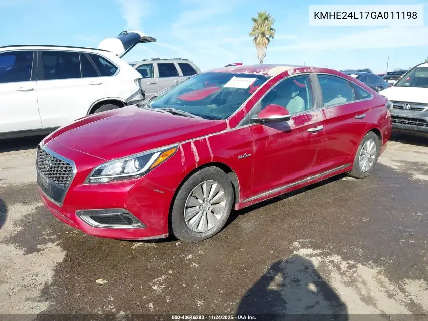 KMHE24L17GA011198 2016 Hyundai Sonata Hybrid Se