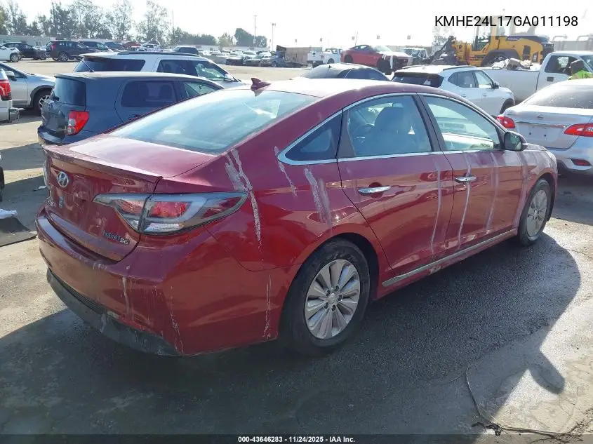 KMHE24L17GA011198 2016 Hyundai Sonata Hybrid Se