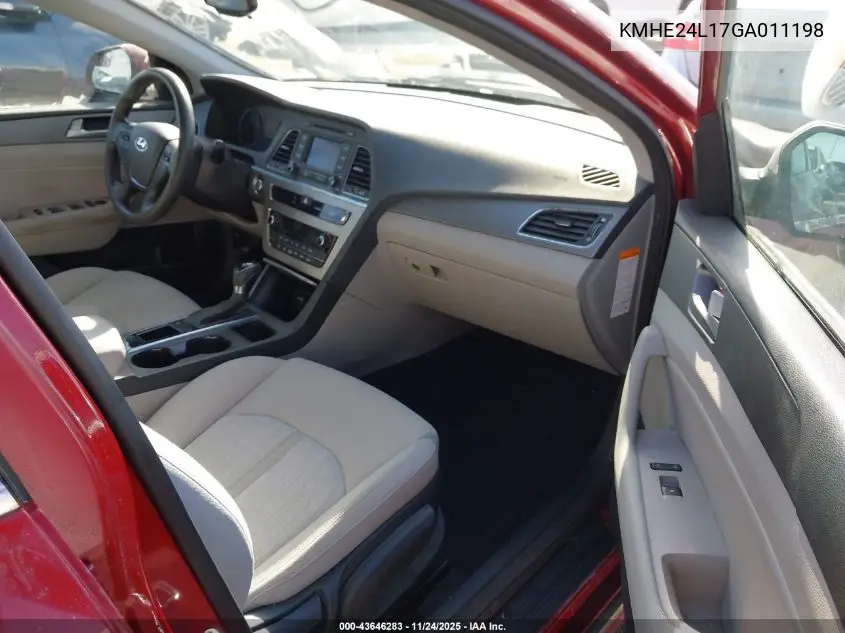 KMHE24L17GA011198 2016 Hyundai Sonata Hybrid Se