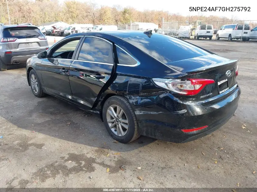 5NPE24AF7GH275792 2016 Hyundai Sonata Se