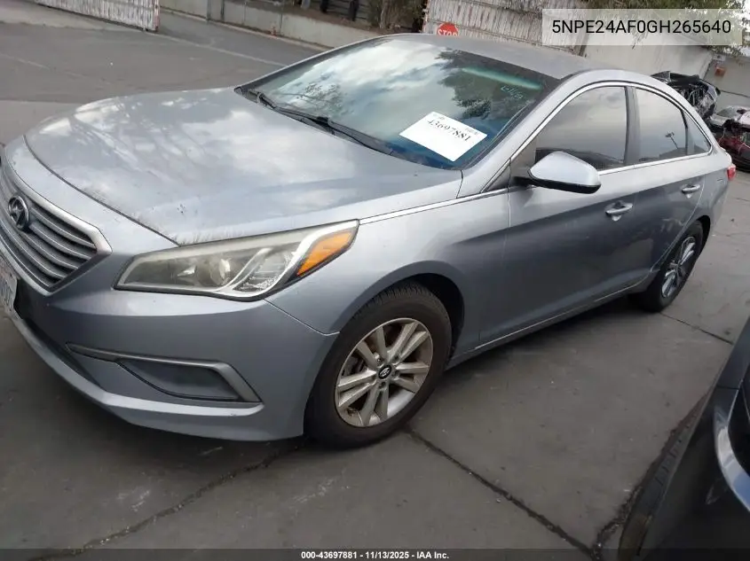 5NPE24AF0GH265640 2016 Hyundai Sonata Se