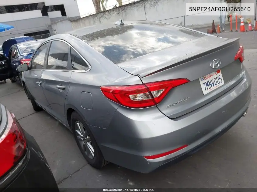 5NPE24AF0GH265640 2016 Hyundai Sonata Se