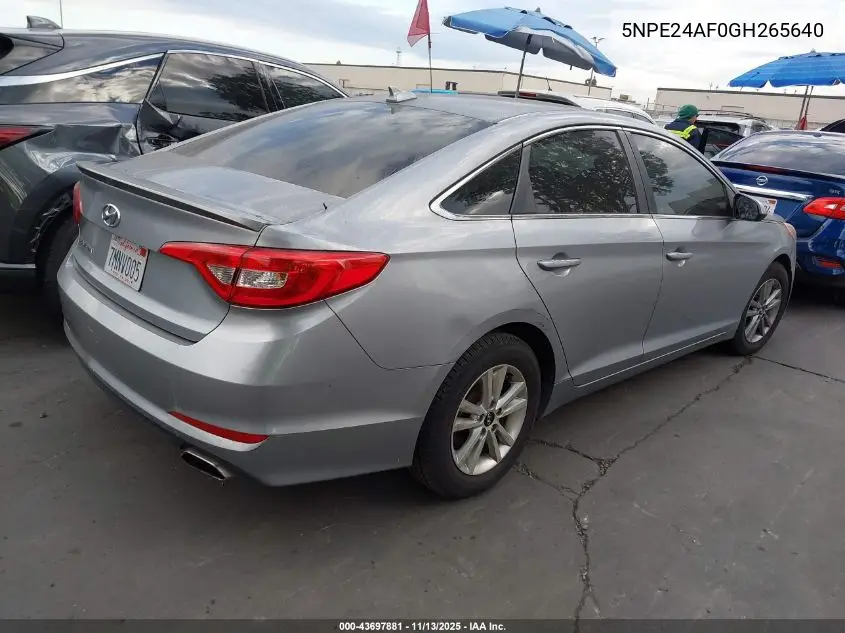 5NPE24AF0GH265640 2016 Hyundai Sonata Se