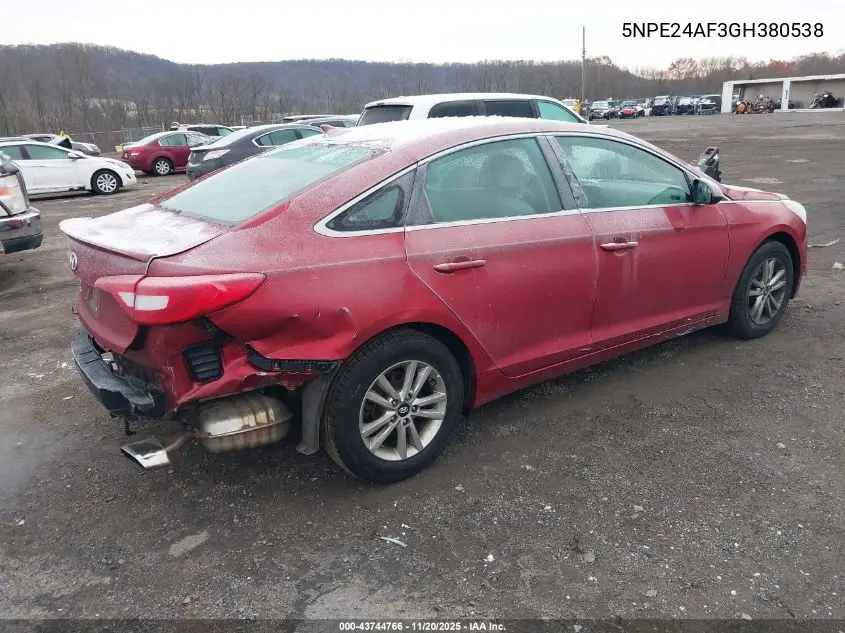 5NPE24AF3GH380538 2016 Hyundai Sonata Se