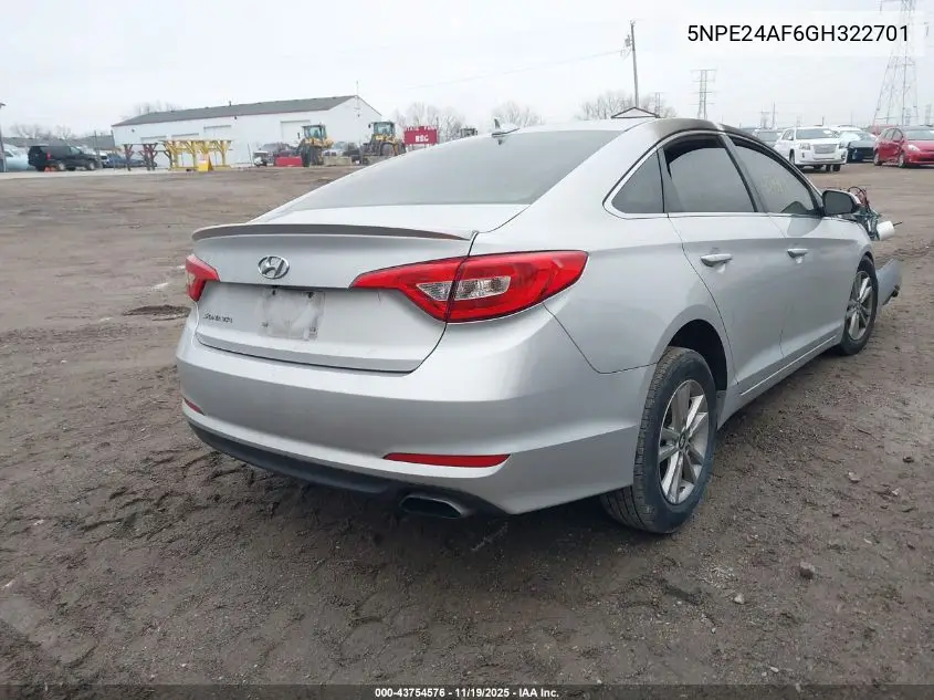 5NPE24AF6GH322701 2016 Hyundai Sonata Se