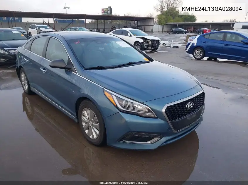 KMHE24L13GA028094 2016 Hyundai Sonata Hybrid Se
