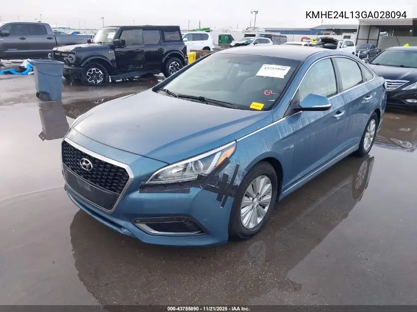 KMHE24L13GA028094 2016 Hyundai Sonata Hybrid Se