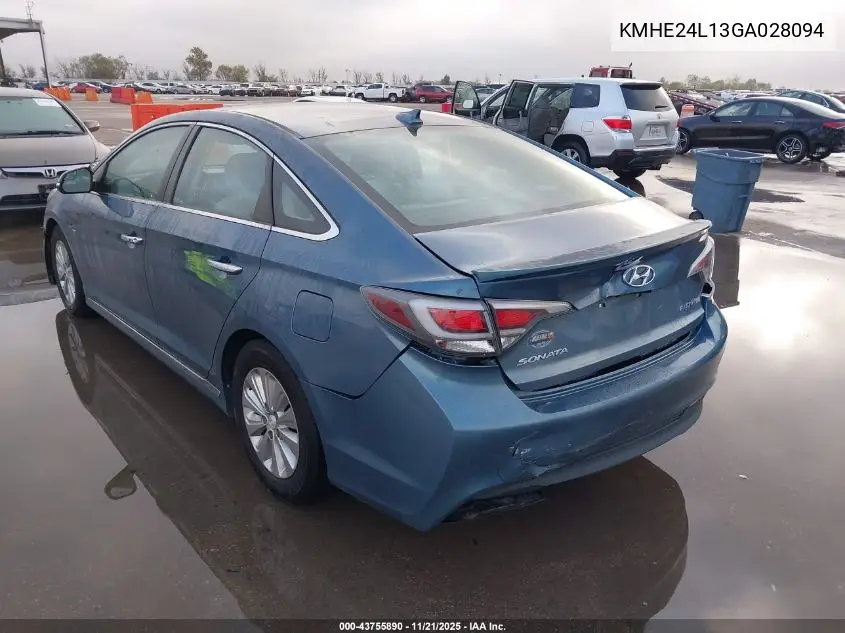 KMHE24L13GA028094 2016 Hyundai Sonata Hybrid Se
