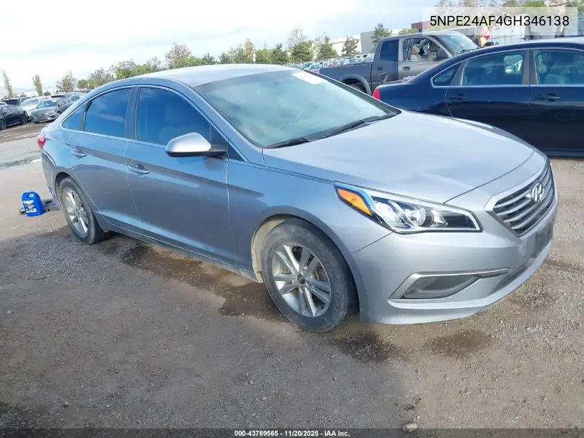 5NPE24AF4GH346138 2016 Hyundai Sonata Se