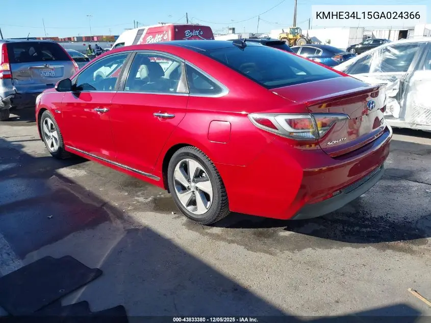 KMHE34L15GA024366 2016 Hyundai Sonata Hybrid Limited