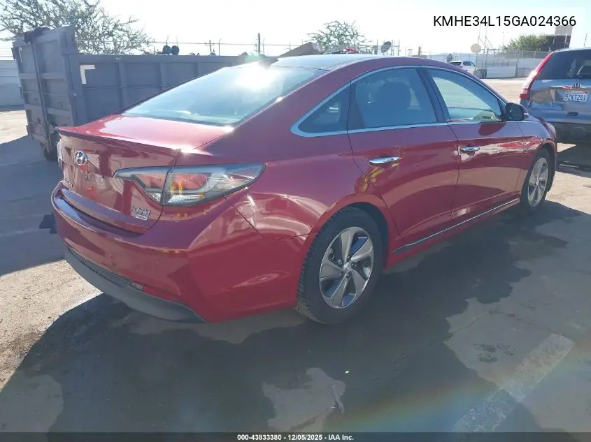 KMHE34L15GA024366 2016 Hyundai Sonata Hybrid Limited