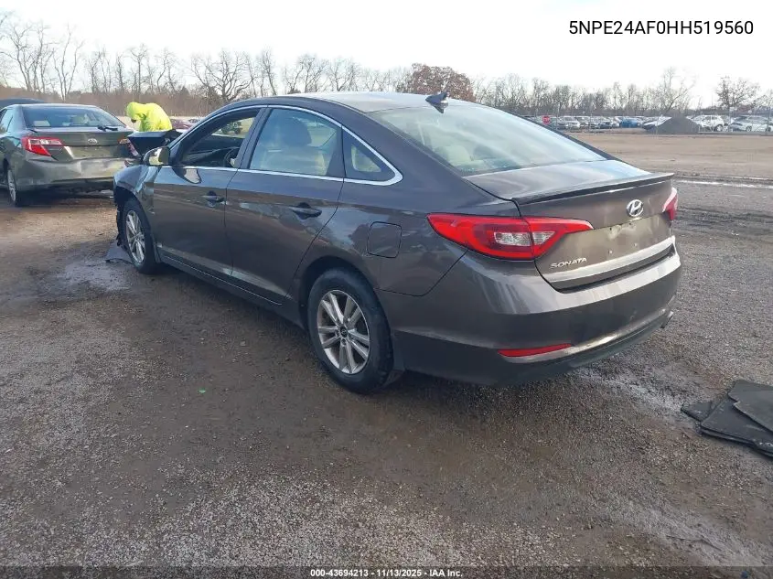 5NPE24AF0HH519560 2017 Hyundai Sonata Se