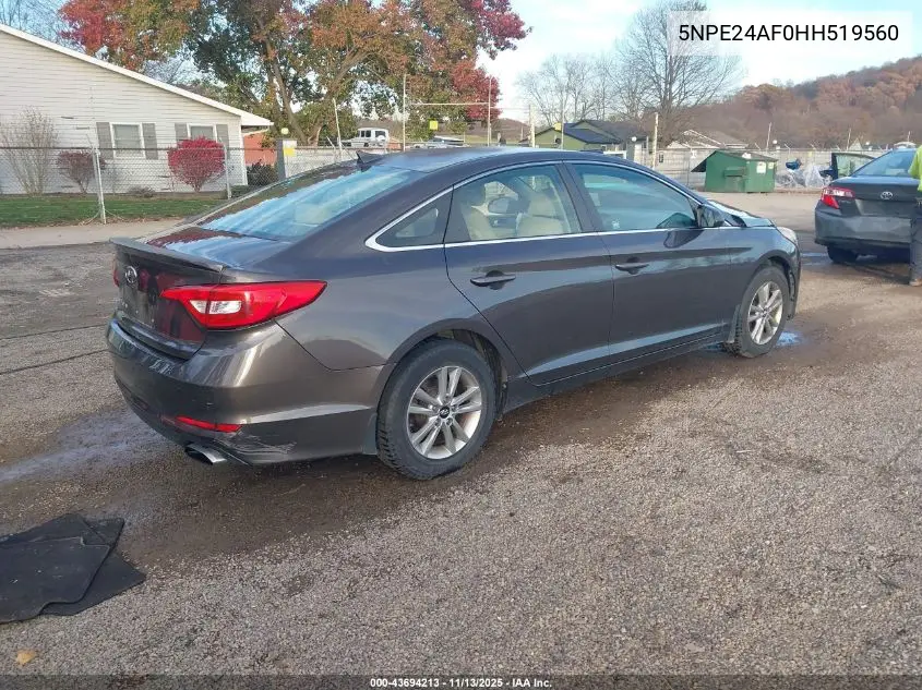 5NPE24AF0HH519560 2017 Hyundai Sonata Se