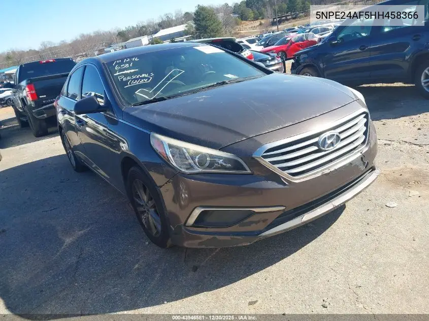 5NPE24AF5HH458366 2017 Hyundai Sonata Se