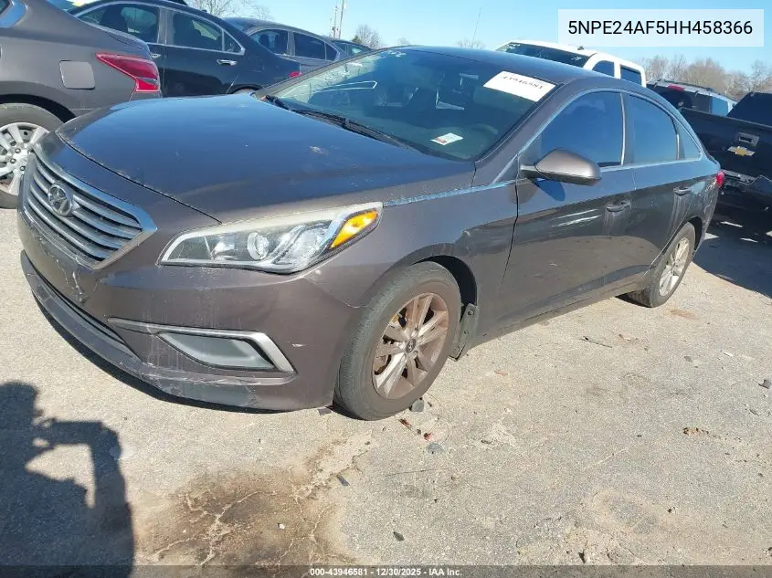 5NPE24AF5HH458366 2017 Hyundai Sonata Se