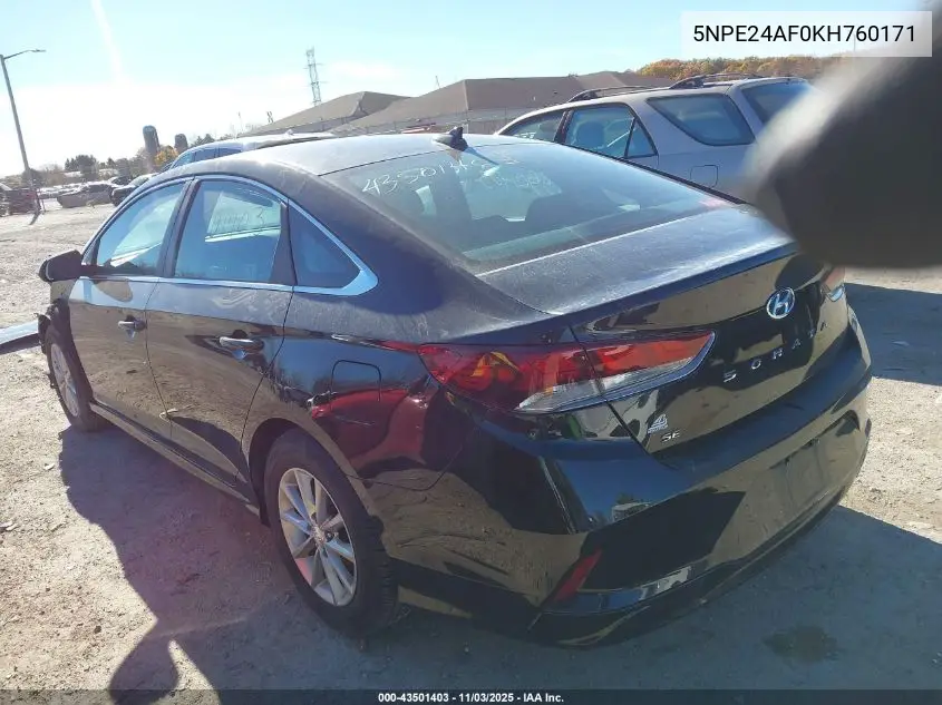 5NPE24AF0KH760171 2019 Hyundai Sonata Se