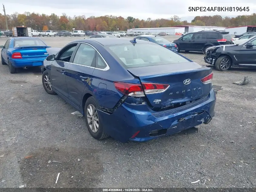 5NPE24AF8KH819645 2019 Hyundai Sonata Se