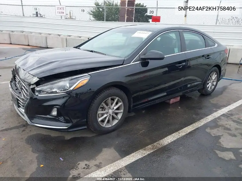 5NPE24AF2KH758406 2019 Hyundai Sonata Se