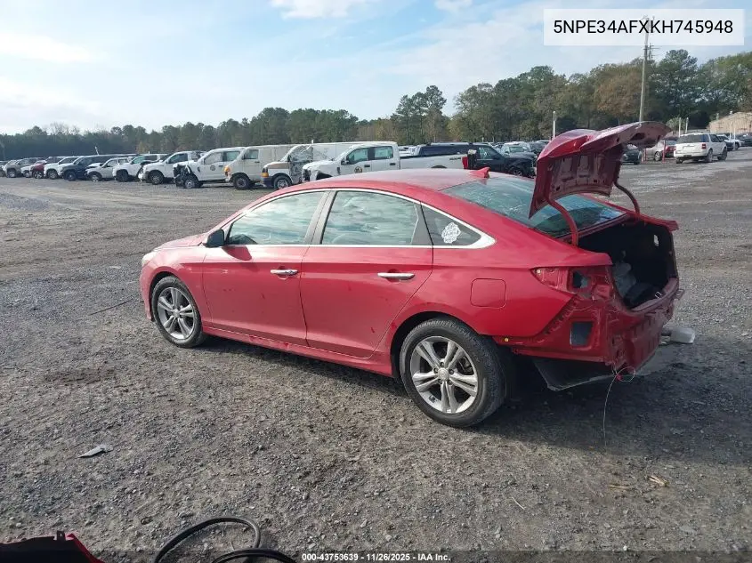 5NPE34AFXKH745948 2019 Hyundai Sonata Sel