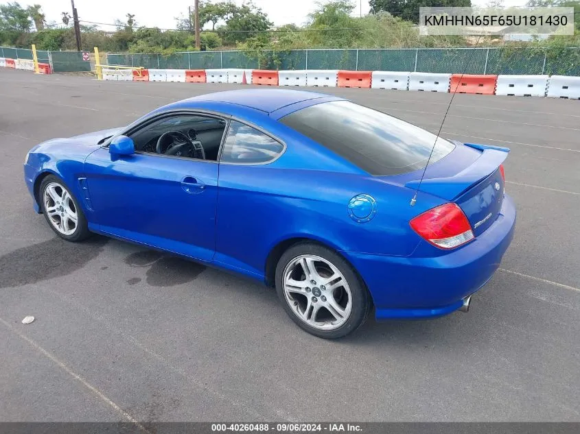 KMHHN65F65U181430 2005 Hyundai Tiburon Gt/Se