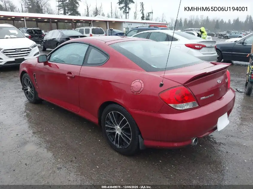 KMHHM65D06U194001 2006 Hyundai Tiburon Gs