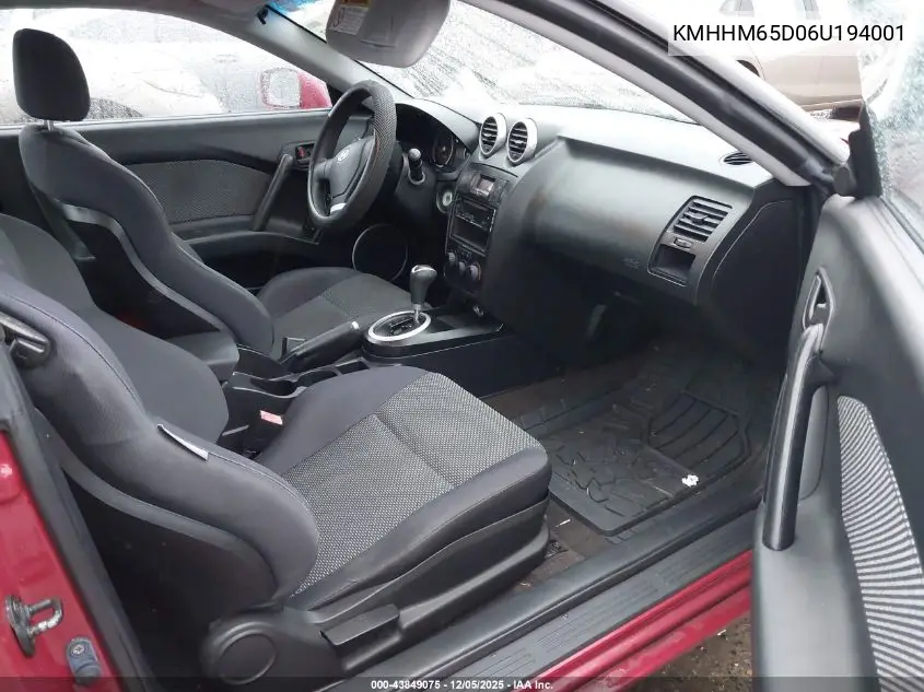 KMHHM65D06U194001 2006 Hyundai Tiburon Gs