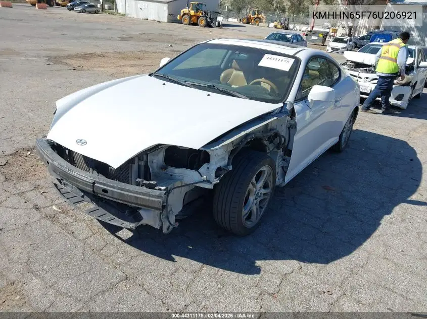 2006 Hyundai Tiburon Gt/Gt Limited/Se VIN: KMHHN65F76U206921 Lot: 44311175