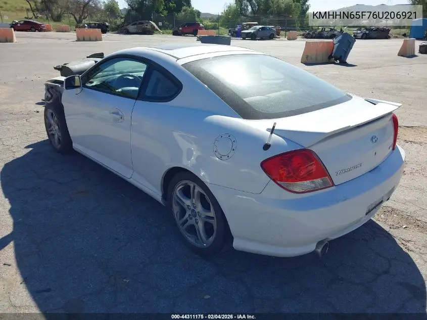 2006 Hyundai Tiburon Gt/Gt Limited/Se VIN: KMHHN65F76U206921 Lot: 44311175
