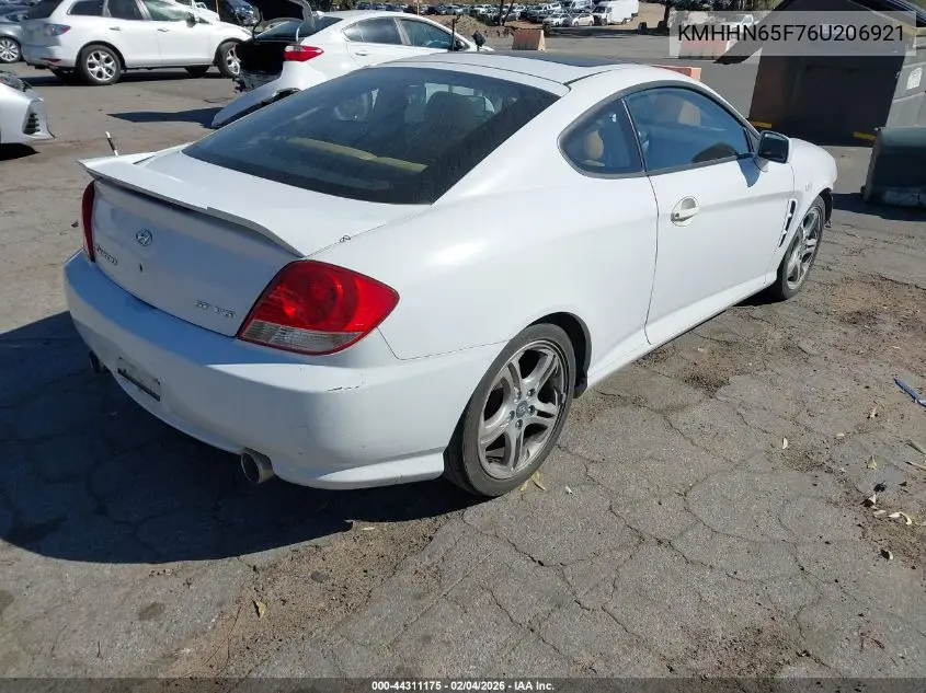 2006 Hyundai Tiburon Gt/Gt Limited/Se VIN: KMHHN65F76U206921 Lot: 44311175
