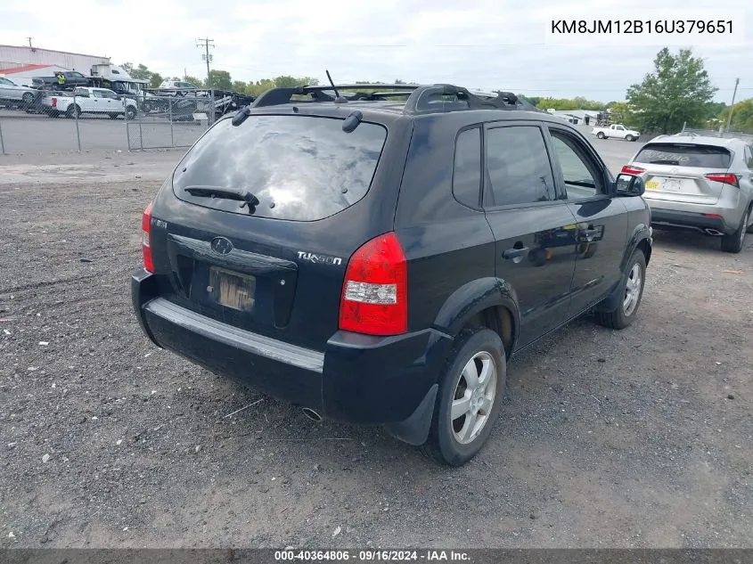 2006 Hyundai Tucson Gl VIN: KM8JM12B16U379651 Lot: 40364806