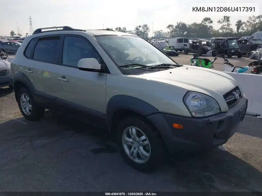 KM8JN12D86U417391 2006 Hyundai Tucson Gls/Limited