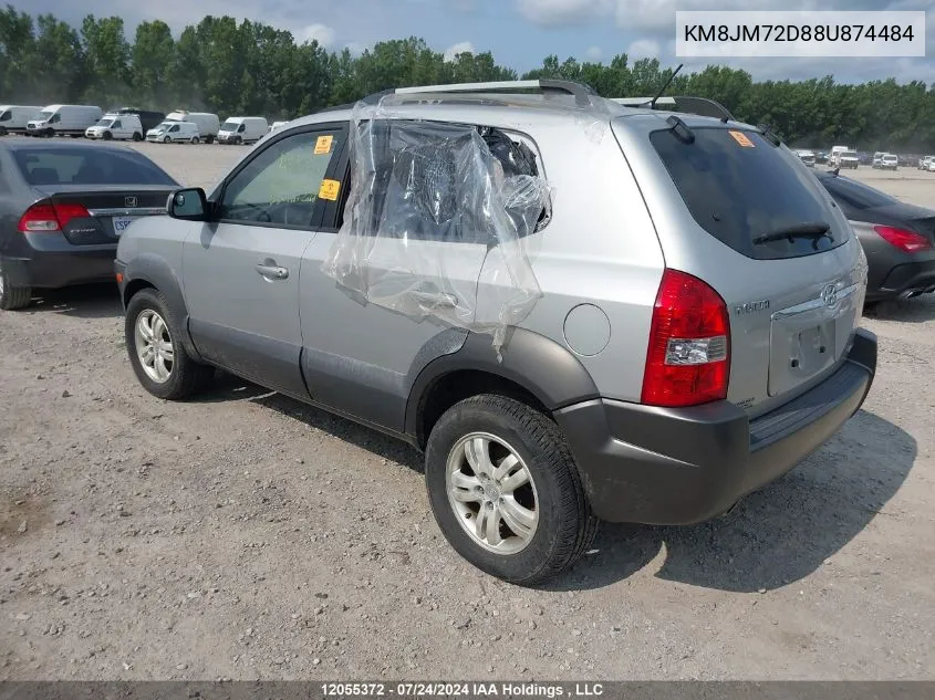 2008 Hyundai Tucson VIN: KM8JM72D88U874484 Lot: 12055372