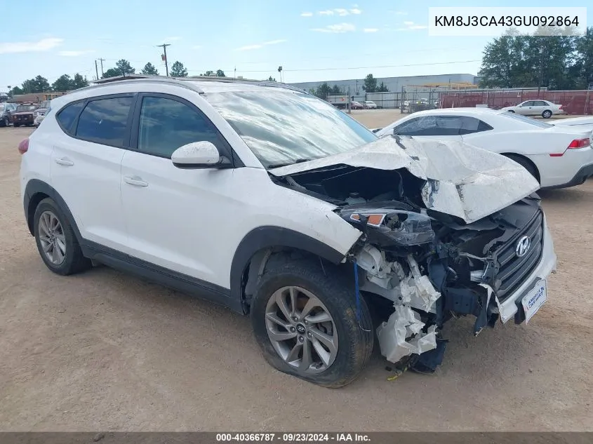 2016 Hyundai Tucson Se VIN: KM8J3CA43GU092864 Lot: 40366787