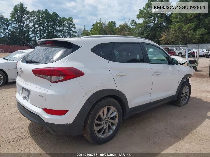 2016 Hyundai Tucson Se VIN: KM8J3CA43GU092864 Lot: 40366787