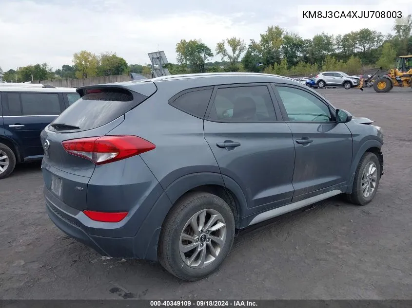 2018 Hyundai Tucson Limited/Sport And Eco/Se VIN: KM8J3CA4XJU708003 Lot: 40349109