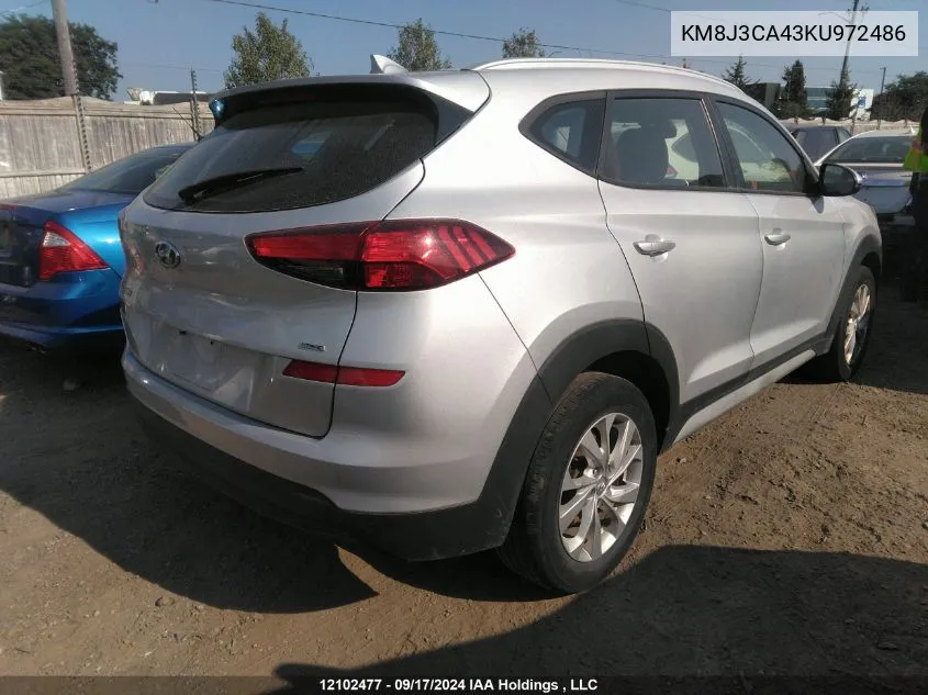 2019 Hyundai Tucson Limited/Sel/Sport/Ultimate/Value/Night VIN: KM8J3CA43KU972486 Lot: 12102477