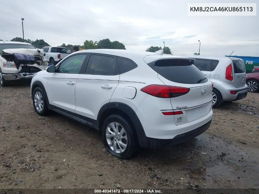 2019 Hyundai Tucson Se VIN: KM8J2CA46KU865113 Lot: 40341473