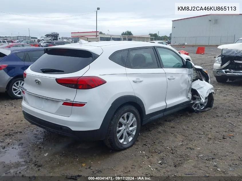 2019 Hyundai Tucson Se VIN: KM8J2CA46KU865113 Lot: 40341473