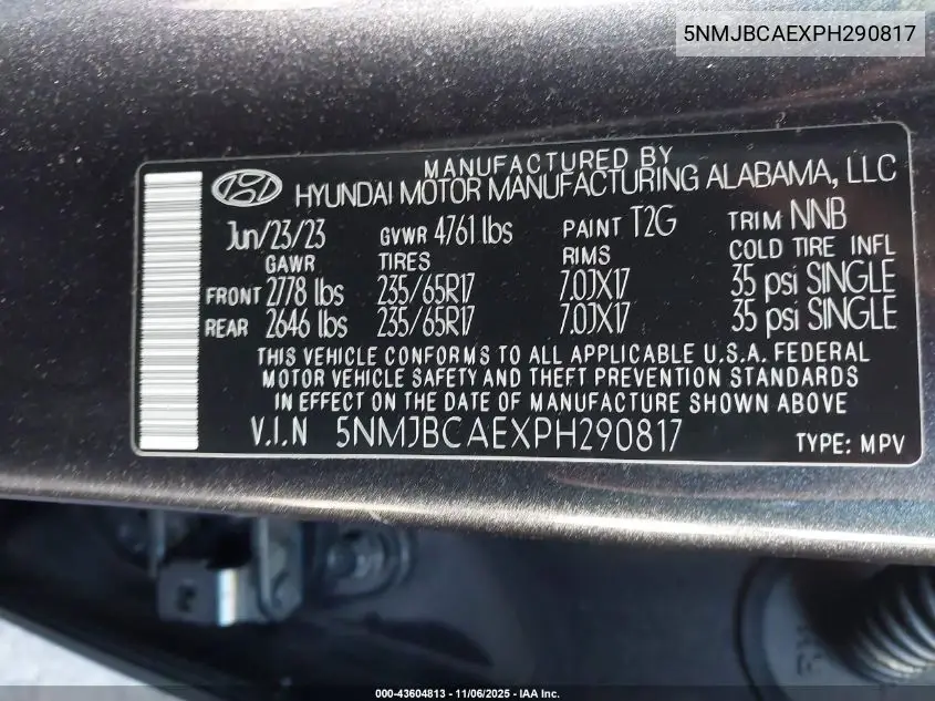 5NMJBCAEXPH290817 2023 Hyundai Tucson Sel